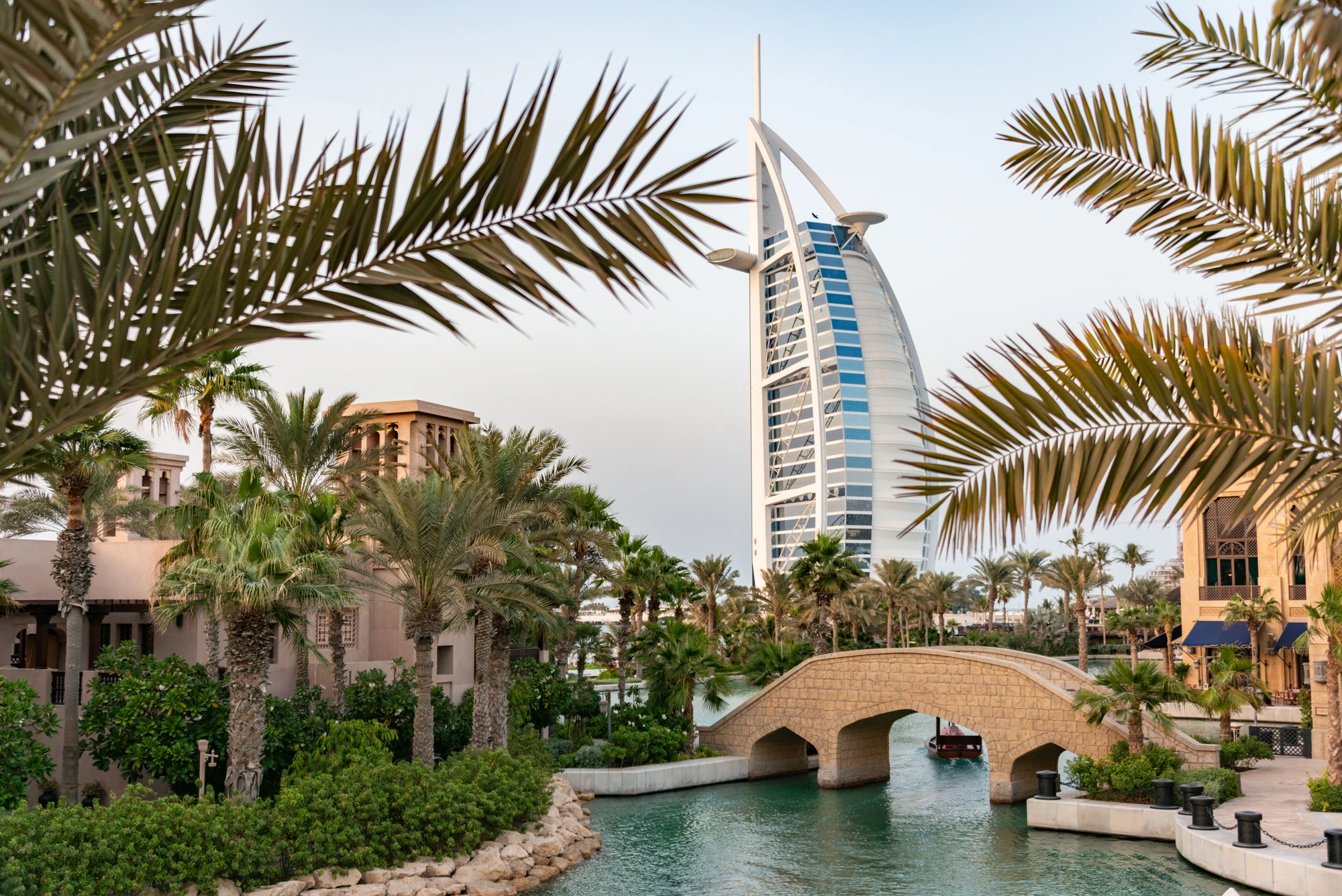 Burj Al Arab framed by palm trees